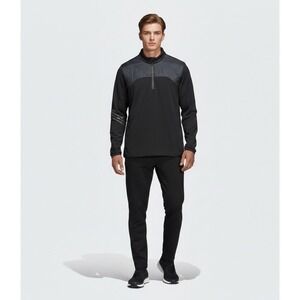 Adidas Climaheat 1/4 Zip Pullover Mens 2XL Black Navy Grid Training Jacket Rare